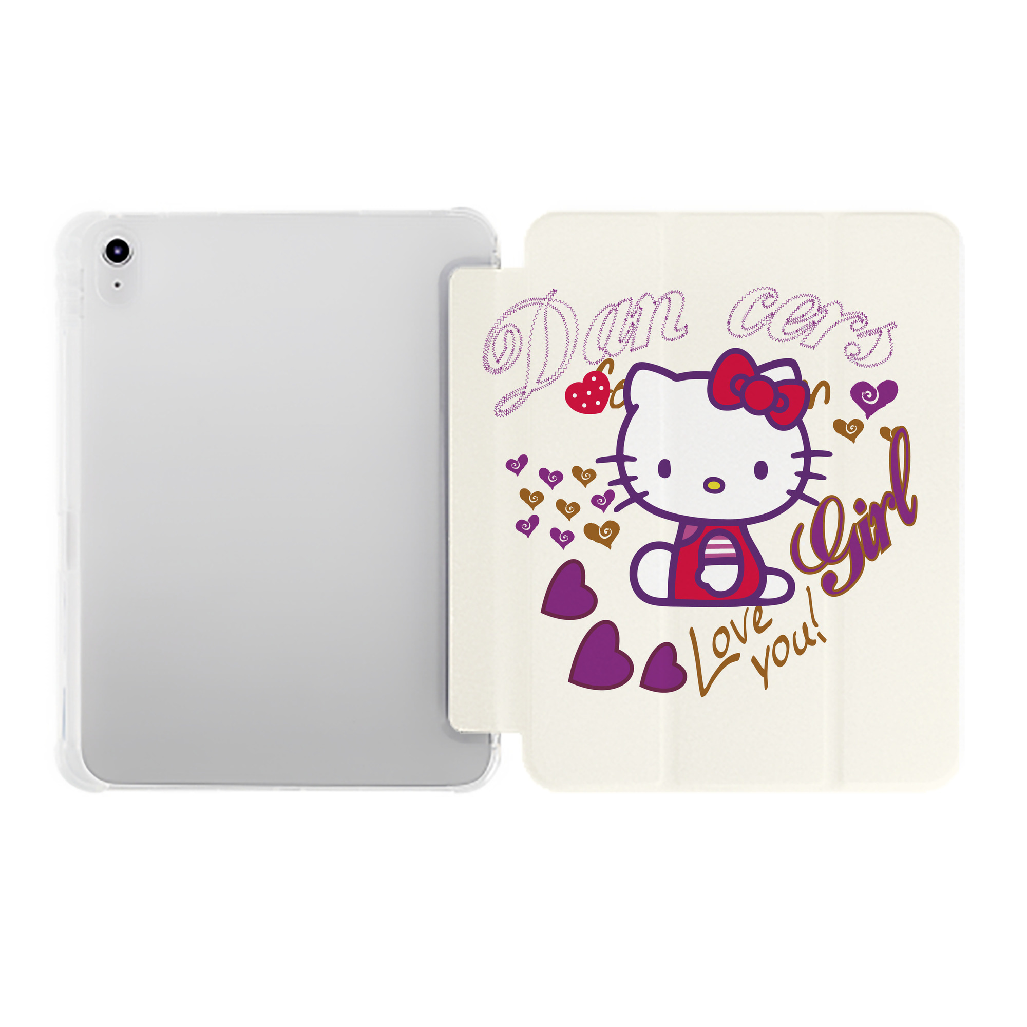 （画像用） Hello Kitty ハローキティ IPad ケース ペン収納付き 三つ折りスタンド PUレザー×シリコン 対応機種9.5/10.5/10.9インチ